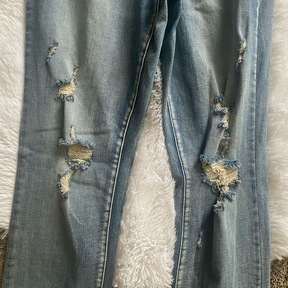 Judy Blue Boyfriend Fit Jeans Distressed Womens Size 7 28 Stretchy Raw Ankle - Picture 5 of 10